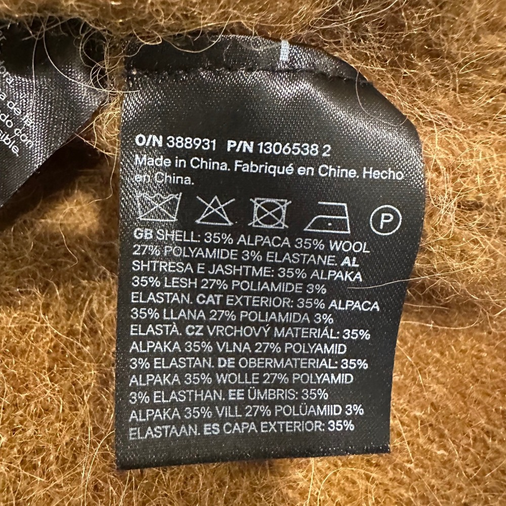 H&M Alpaca Wool Blend Sweater Women Medium Caramel Brown Fuzzy Oversized Minimal - Picture 7 of 16